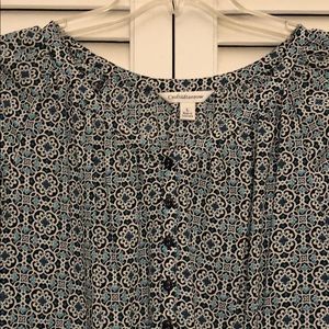 Croft & Barrow Blue Pattern Peasant Style Top